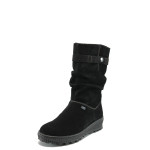 Черни дамски боти, естествен велур - всекидневни обувки за есента и зимата N 10007367