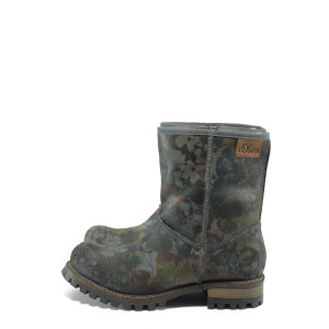 Зелени дамски боти, естествен набук - всекидневни обувки за есента и зимата N 10007441