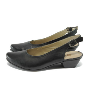 Черни дамски обувки с отворени пети и нисък ток - анатомични Remonte R7103-01 черенKP