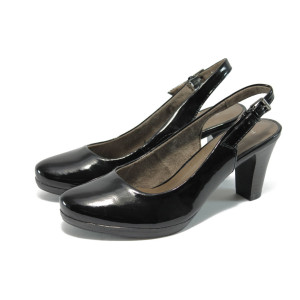 Черни дамски обувки с отворени пети и среден ток Jana 8-29562-24 черенKP