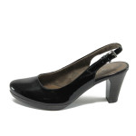 Черни дамски обувки с отворени пети и среден ток Jana 8-29562-24 черенKP