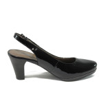 Черни дамски обувки с отворени пети и среден ток Jana 8-29562-24 черенKP