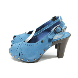 Сини дамски сандали с висок ток и скрита платформа S.Oliver 5-28337-24 синKP