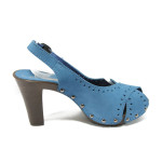 Сини дамски сандали с висок ток и скрита платформа S.Oliver 5-28337-24 синKP
