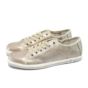 Златисти спортни дамски обувки с мемори стелки S.Oliver 5-23600-34 бежовKP