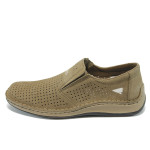 Бежови мъжки обувки, естествен набук - всекидневни обувки за лятото N 10008675
