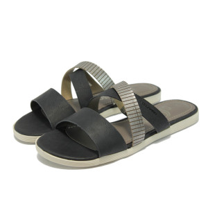 Черни равни дамски чехли с мемори стелки