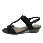 Черни велурени дамски сандали с мемори пяна Tamaris 1-28203-24 черен ANTISHOKKKP