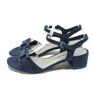 Сини велурени дамски сандали