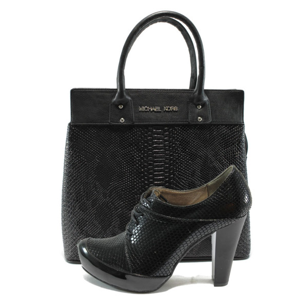 Обувки и чанта комплект в черен цвят
