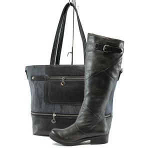 Черен комплект обувки и чанта - удобство и стил за есента и зимата N 10007411