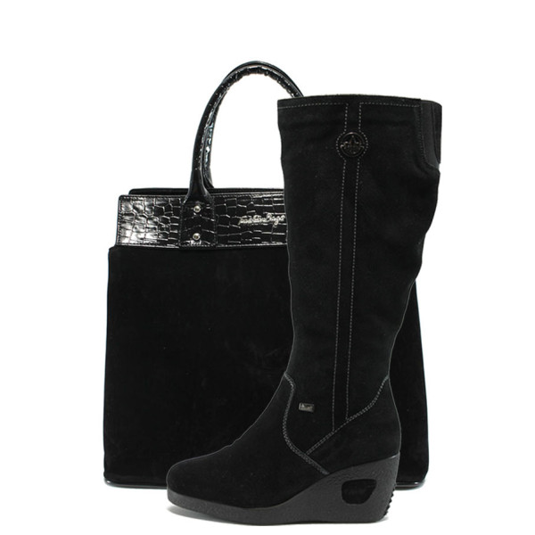 Черен комплект обувки и чанта - удобство и стил за есента и зимата N 10007412