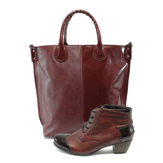 Винен комплект обувки и чанта - удобство и стил за есента и зимата N 10007413