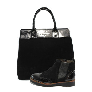 Черен комплект обувки и чанта - отличен избор за есента и зимата N 10007416