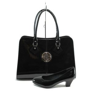 Черен комплект обувки и чанта - отличен избор за есента и зимата N 10007421