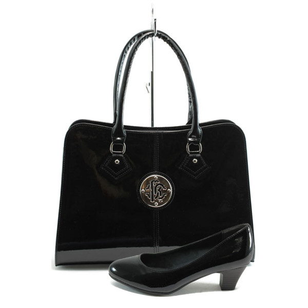 Черен комплект обувки и чанта - отличен избор за есента и зимата N 10007421