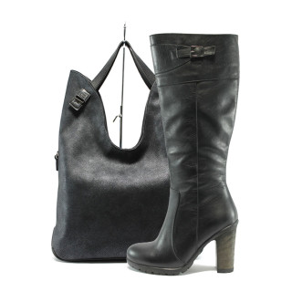 Черен комплект обувки и чанта - елегантни през есента и зимата N 10007551