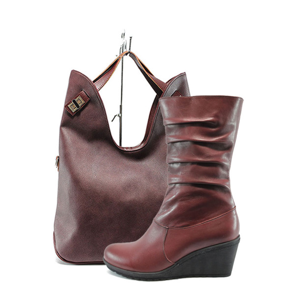 Винен комплект обувки и чанта - удобство през есента и зимата N 10007556