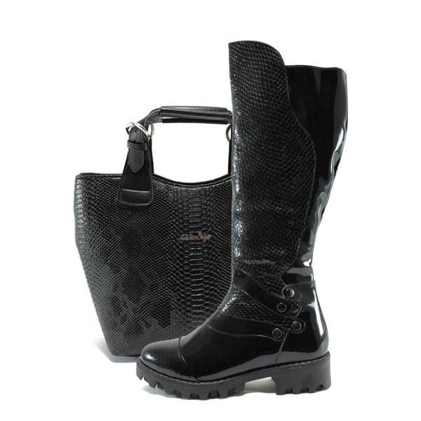 Черен комплект обувки и чанта - удобство през есента и зимата N 10007559