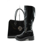 Черен комплект обувки и чанта - стилни през есента и зимата N 10007561