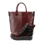 Винен комплект обувки и чанта - стилни през есента и зимата N 10007579