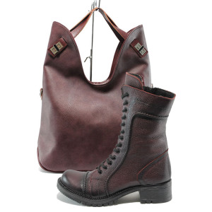 Винен комплект обувки и чанта - всекидневни обувки за есента и зимата N 10007679 Винен комплект обувки и чанта - всекидневни обувки за есента и зимата N 10007679