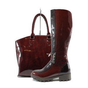 Винен комплект обувки и чанта - елегантност и удобство N 10007728 Винен комплект обувки и чанта - елегантност и удобство N 10007728