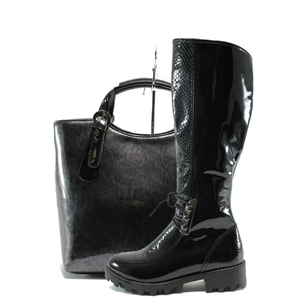 Черен комплект обувки и чанта - елегантност и удобство N 10007730