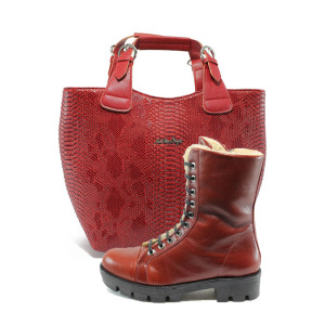 Червен комплект обувки и чанта - елегантност и удобство N 10007738