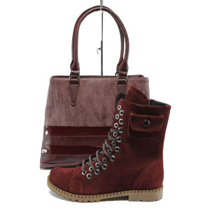 Винен комплект обувки и чанта - елегантност и удобство N 10007744 Винен комплект обувки и чанта - елегантност и удобство N 10007744