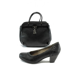 Черни дамски обувки и чанта комплект Jana 8-22460-24 и АИ 031 черна кожаKP