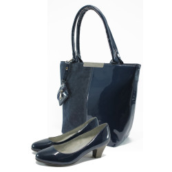 Сини дамски обувки и чанта комплект Jana 8-22463-24 и АИ 1036 син лакKP