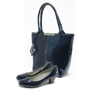 Сини дамски обувки и чанта комплект Jana 8-22463-24 и АИ 1036 син лакKP