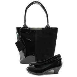 Черни дамски обувки и чанта комплект Jana 8-22463-24 и АИ 1036 черен лакKP