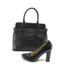 Черни дамски обувки и чанта комплект