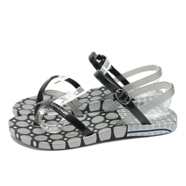 Анатомични черни дамски сандали, pvc материя - всекидневни обувки за лятото N 10008618