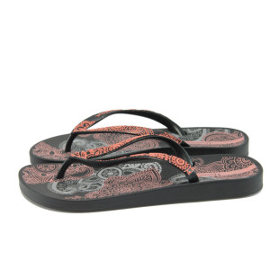 Анатомични черни дамски чехли, pvc материя и текстилна материя - ежедневни обувки за лятото N 10008893