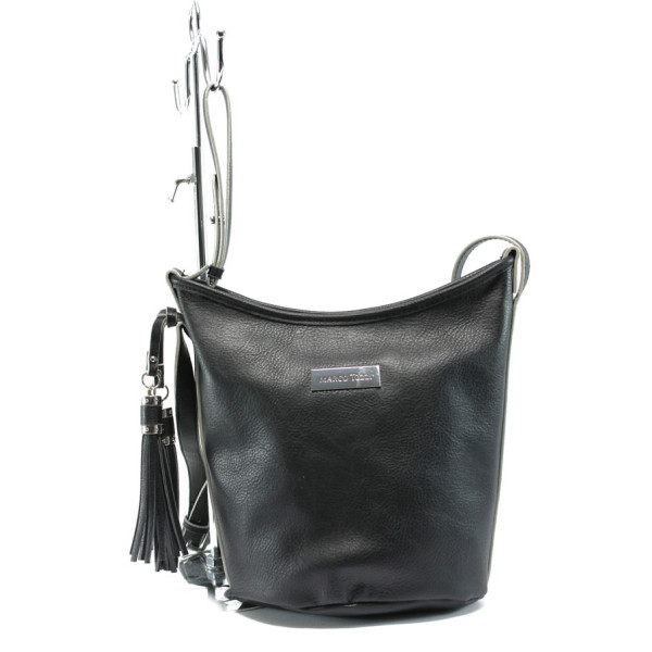 Черна дамска чанта, здрава еко-кожа - удобство и стил за вашето ежедневие N 10007988
