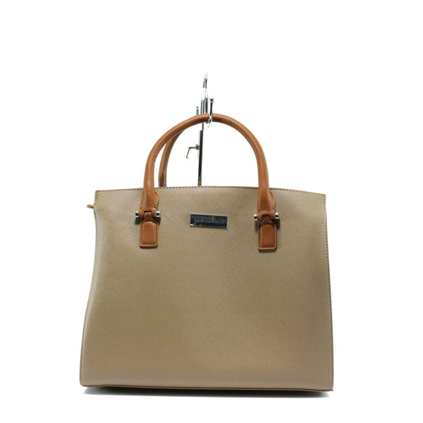 Бежова дамска чанта, здрава еко-кожа - елегантен стил за вашето ежедневие N 10007995
