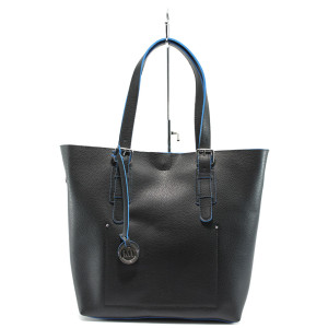 Черна дамска чанта, здрава еко-кожа - удобство и стил за вашето ежедневие N 10007991