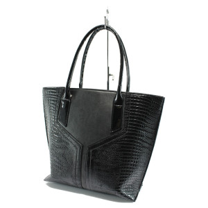 Черна дамска чанта, здрава еко-кожа - елегантен стил за вашето ежедневие N 10008138