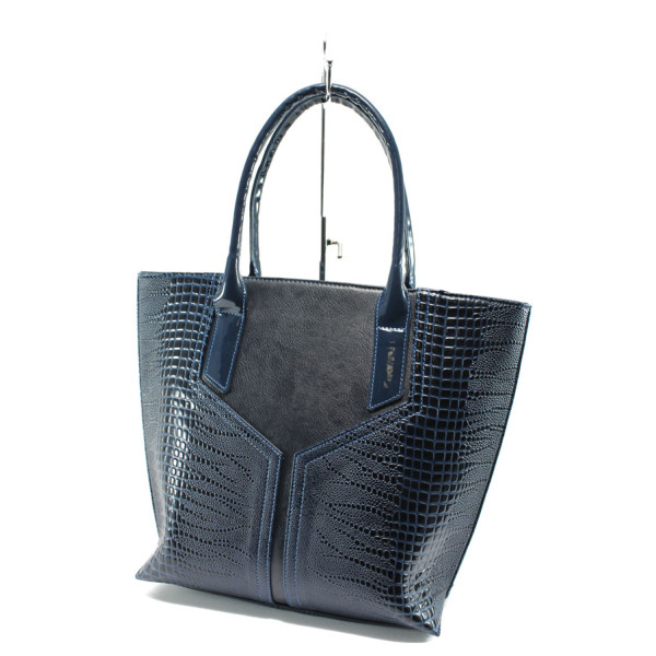 Синя дамска чанта, здрава еко-кожа - елегантен стил за вашето ежедневие N 10008139