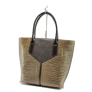 Бежова дамска чанта, здрава еко-кожа - елегантен стил за вашето ежедневие N 10008205
