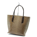 Бежова дамска чанта, здрава еко-кожа - елегантен стил за вашето ежедневие N 10008205