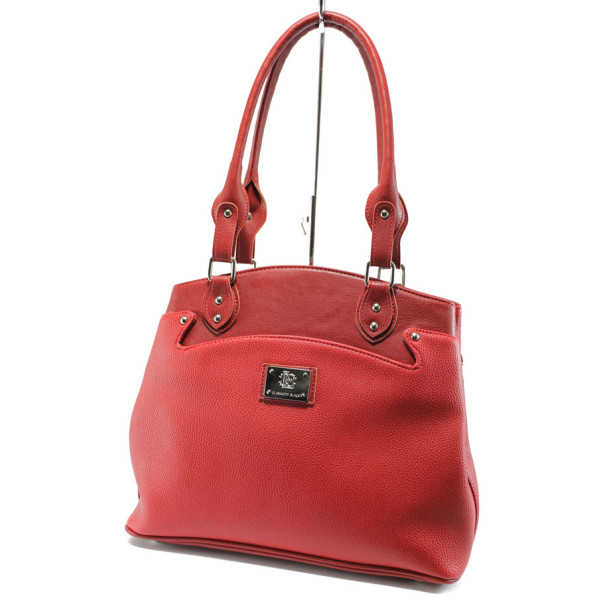 Червена дамска чанта, здрава еко-кожа - елегантен стил за вашето ежедневие N 10008197