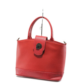Червена дамска чанта, здрава еко-кожа - елегантен стил за вашето ежедневие N 10008196