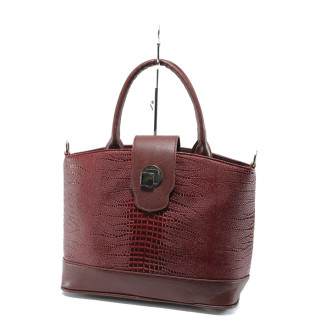 Винена дамска чанта, здрава еко-кожа - елегантен стил за вашето ежедневие N 10008193