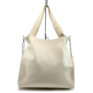 Бежова дамска чанта, здрава еко-кожа - удобство и стил за вашето ежедневие N 10008536