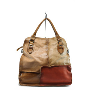 Бежова дамска чанта, естествена кожа - удобство и стил за вашето ежедневие N 10008702