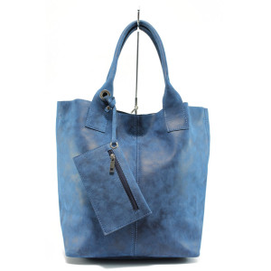 Синя дамска чанта, здрава еко-кожа - удобство и стил за вашето ежедневие N 10009244